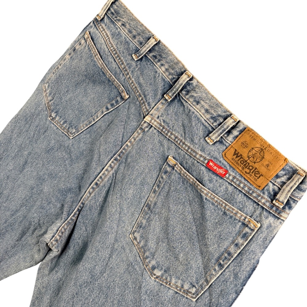 Wrangler Premium Denim Jeans Mens‎ 36x33.5 Relaxed Straight Distressed Workwear